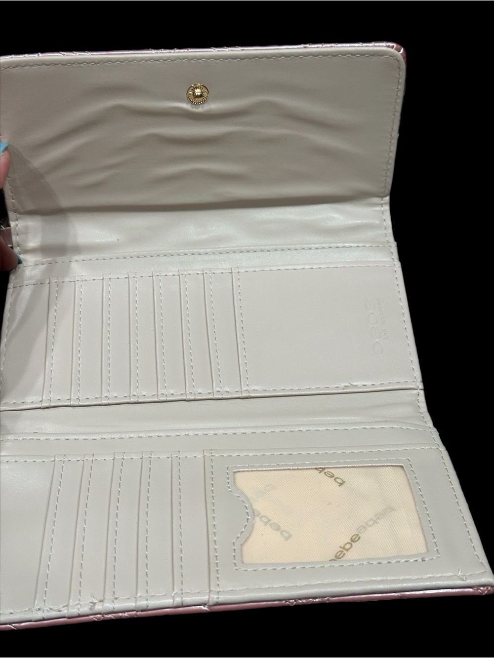 bebe Quilted Metallic Rose Pink Wallet Wristlet - Picture 4 of 4
